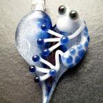 Heart Frog Pendant - Glass Lampwork Jewelry Charm..