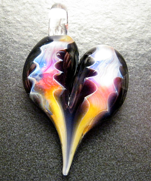 Heart Pendant - Glass Lampwork Jewelry Charm - Boomwire Glass